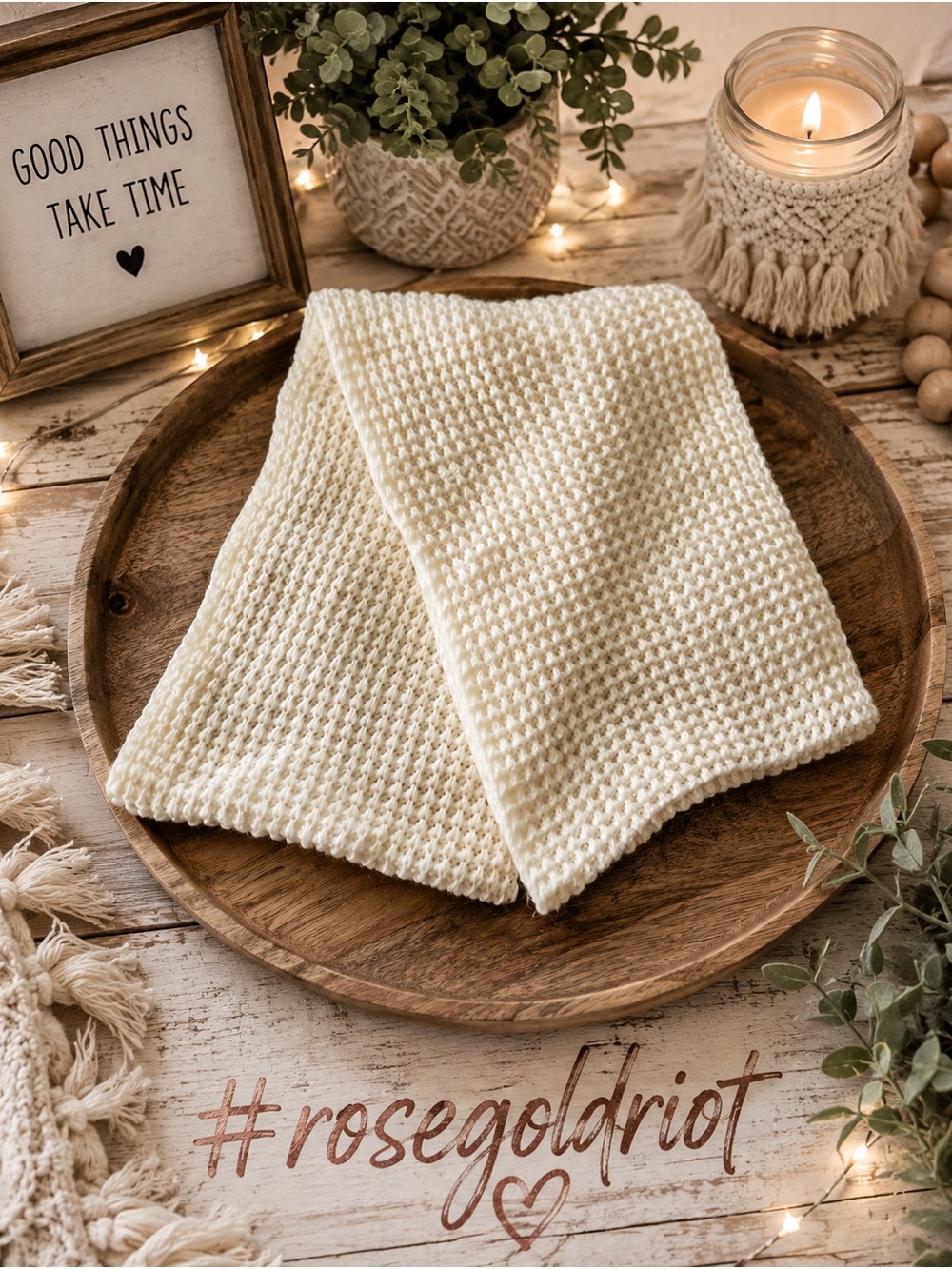 🤍 Cream Knit Scarf — Cozy Boho Style